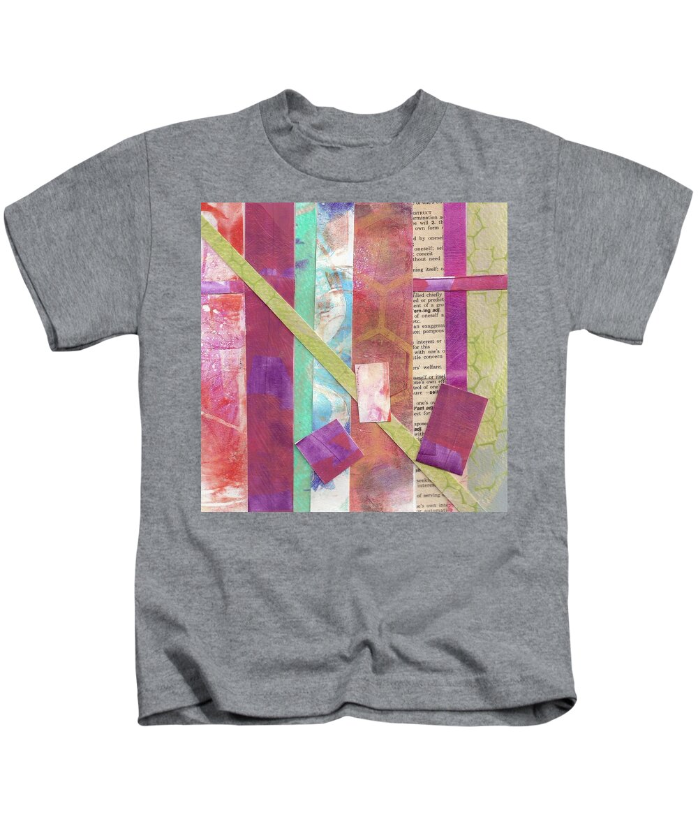Monoprint Kids T-Shirt featuring the painting Lines on a Page #1 by Cynthia Westbrook