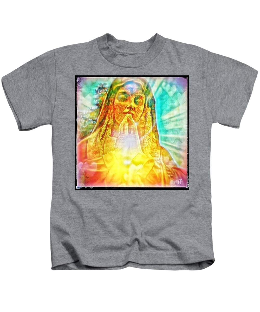 Prayer Kids T-Shirt featuring the mixed media Mary #1 by Christine Paris