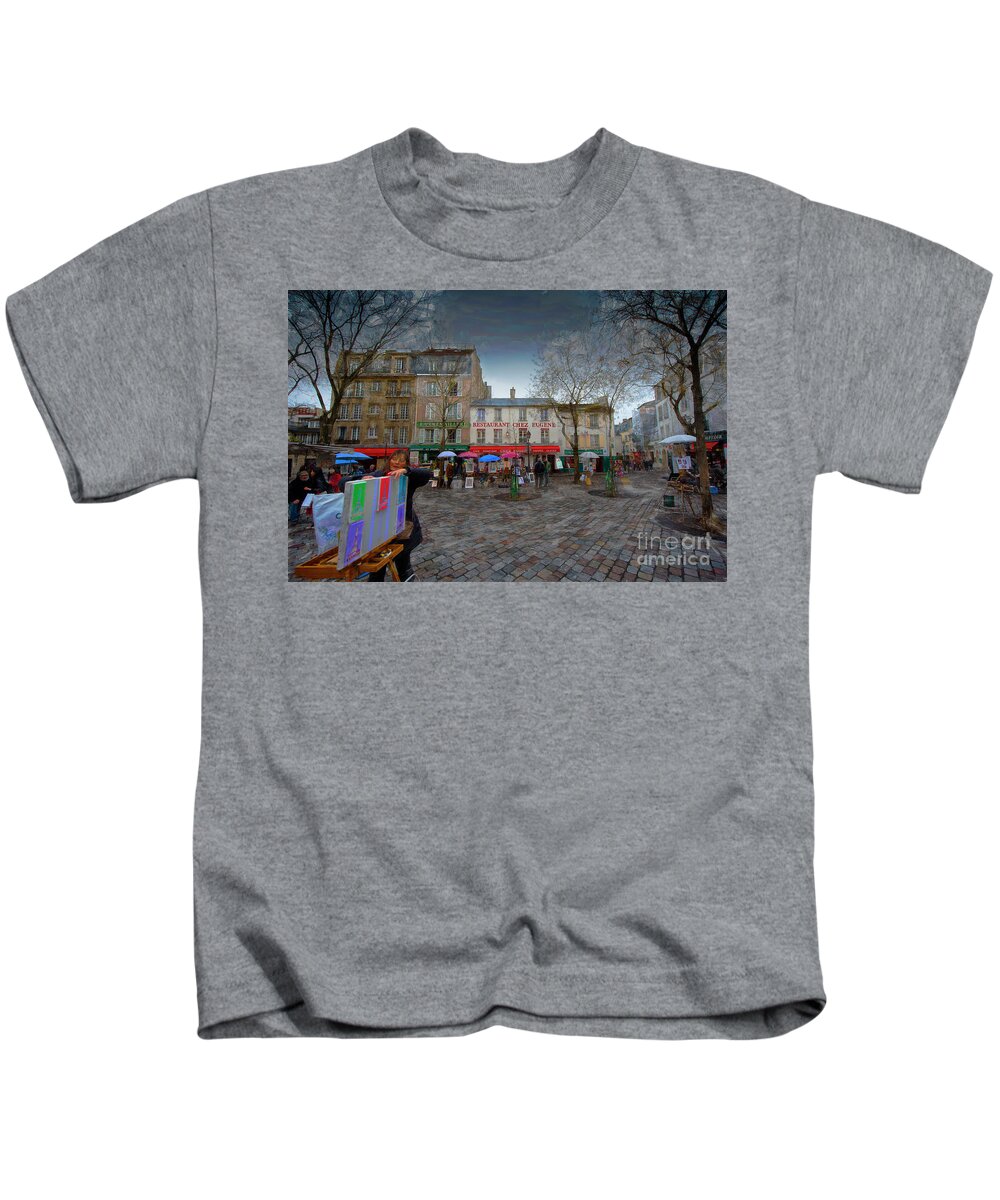 Paris Kids T-Shirt featuring the photograph Place du Tertre Montmartre #1 by Jack Torcello
