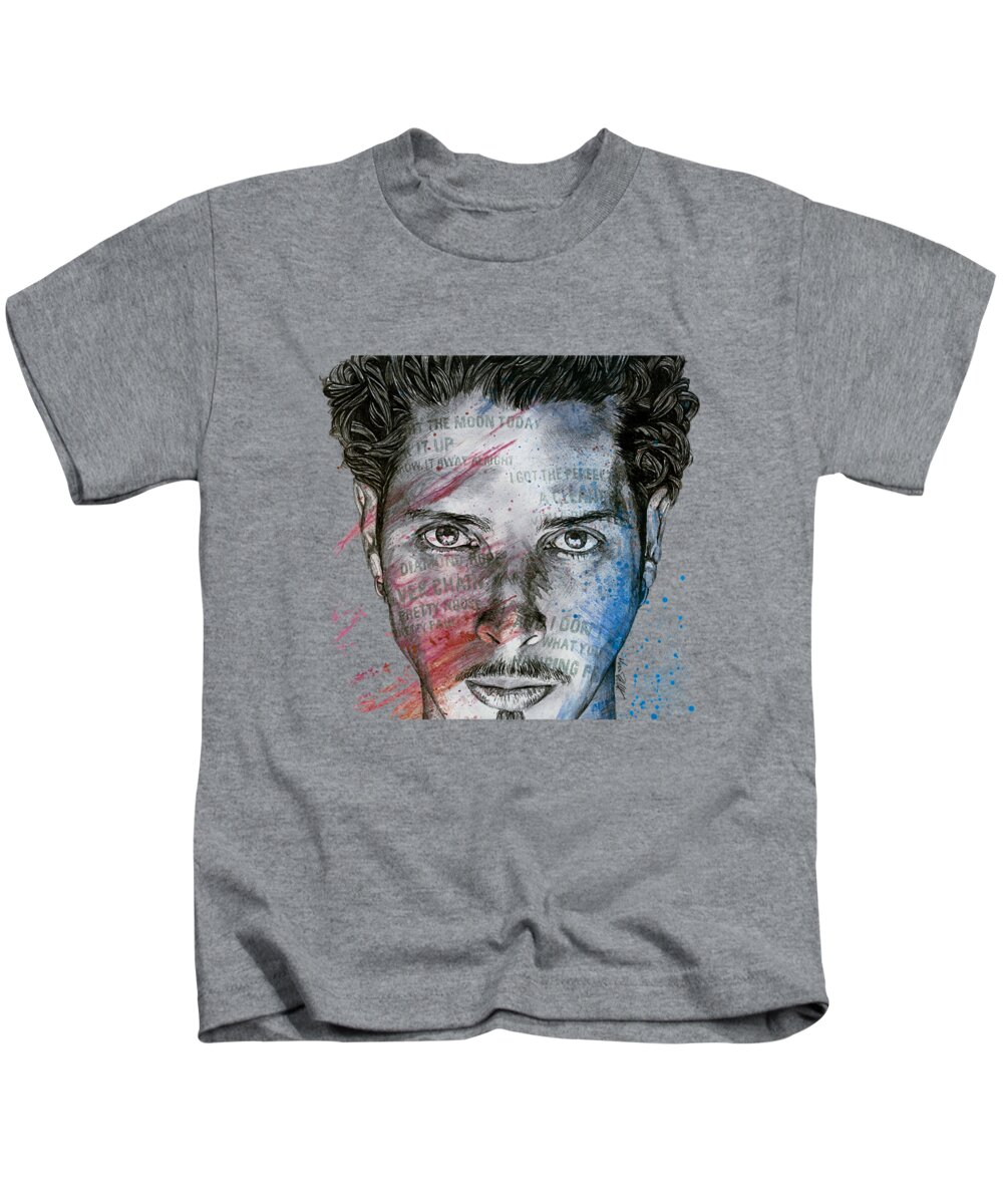Grunge Kids T-Shirt featuring the drawing Pretty Noose - Tribute to Chris Cornell #2 by Marco Paludet