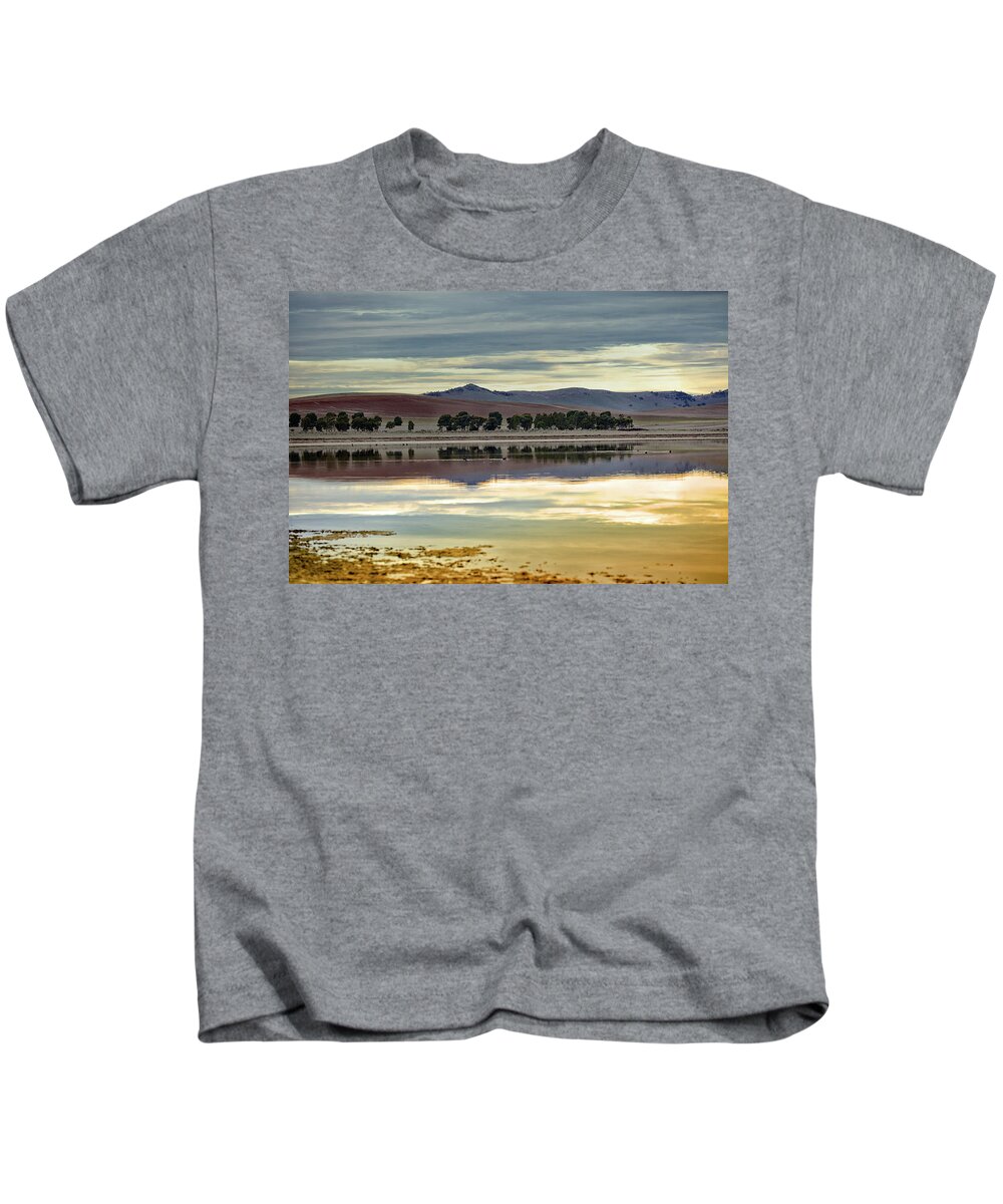 Landscapes Kids T-Shirt featuring the photograph Reflections at dusk #1 by Mark Egerton