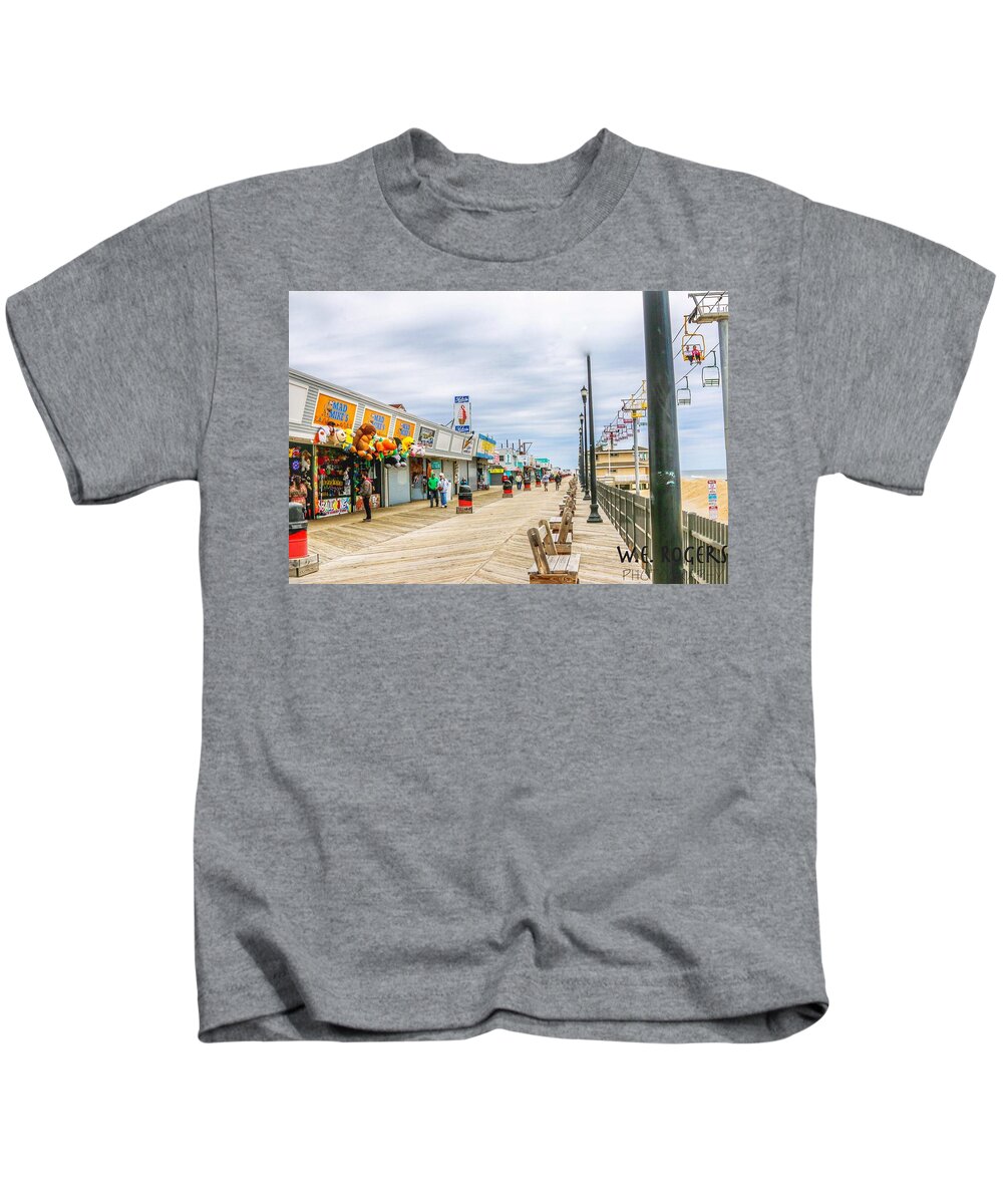 This Is A Photo Of The Seaside Boardwalk Taken April 15th 2017 Kids T-Shirt featuring the photograph Seaside Boardwalk #1 by Bill Rogers