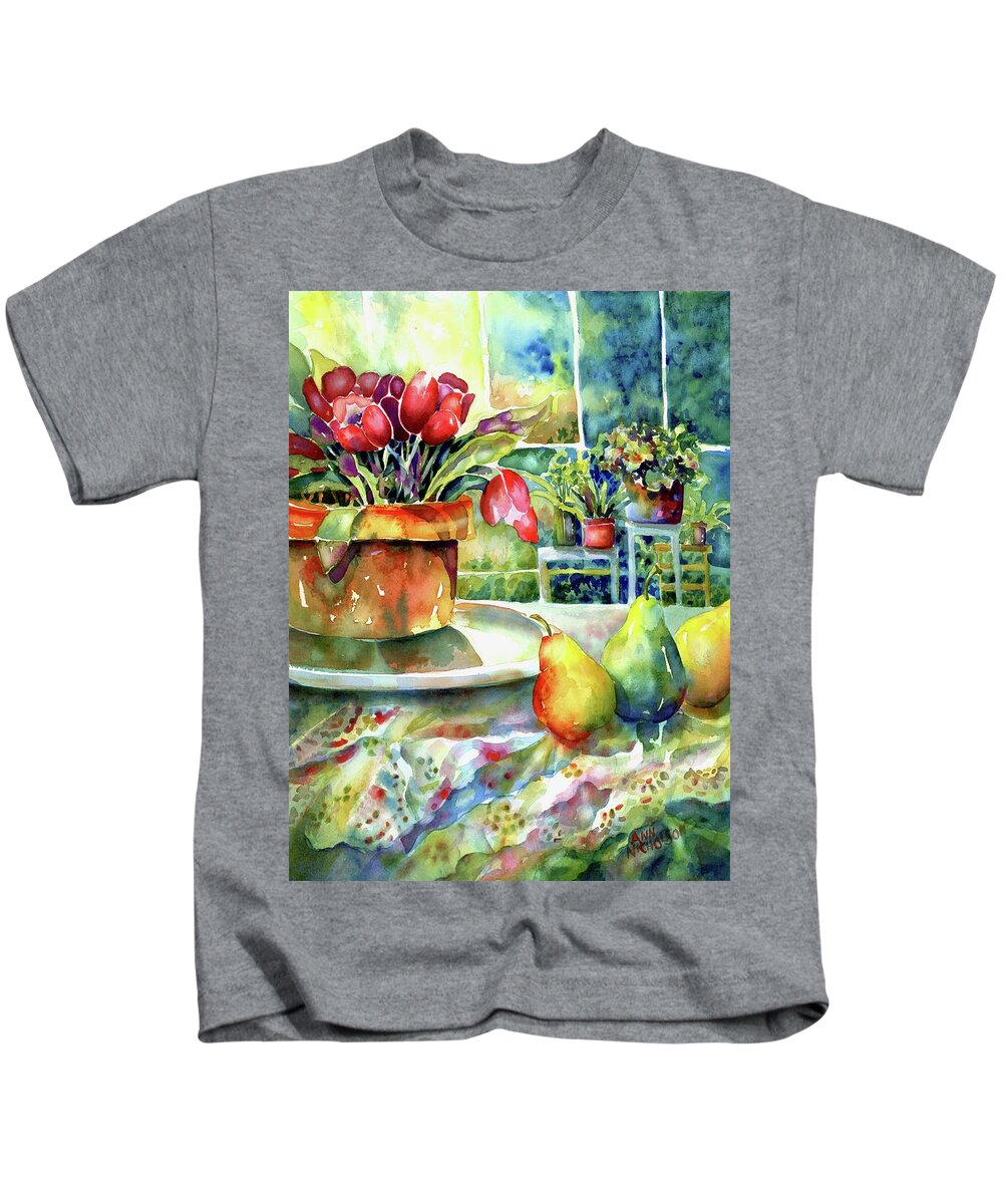 Watercolor Kids T-Shirt featuring the painting Solarium #1 by Ann Nicholson
