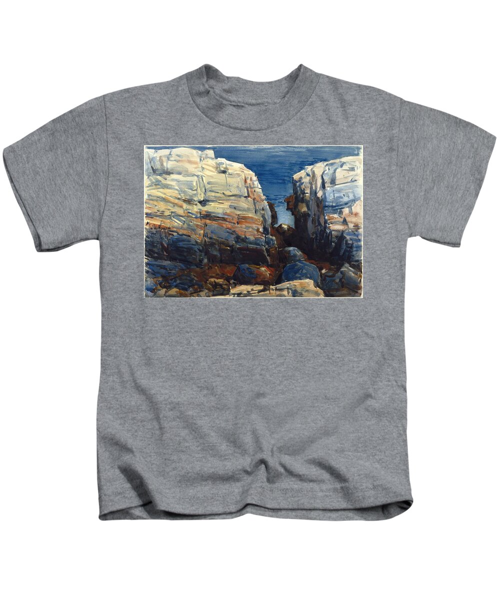 Frederick Childe Hassam (american Kids T-Shirt featuring the painting The Gorge Appledore #1 by MotionAge Designs