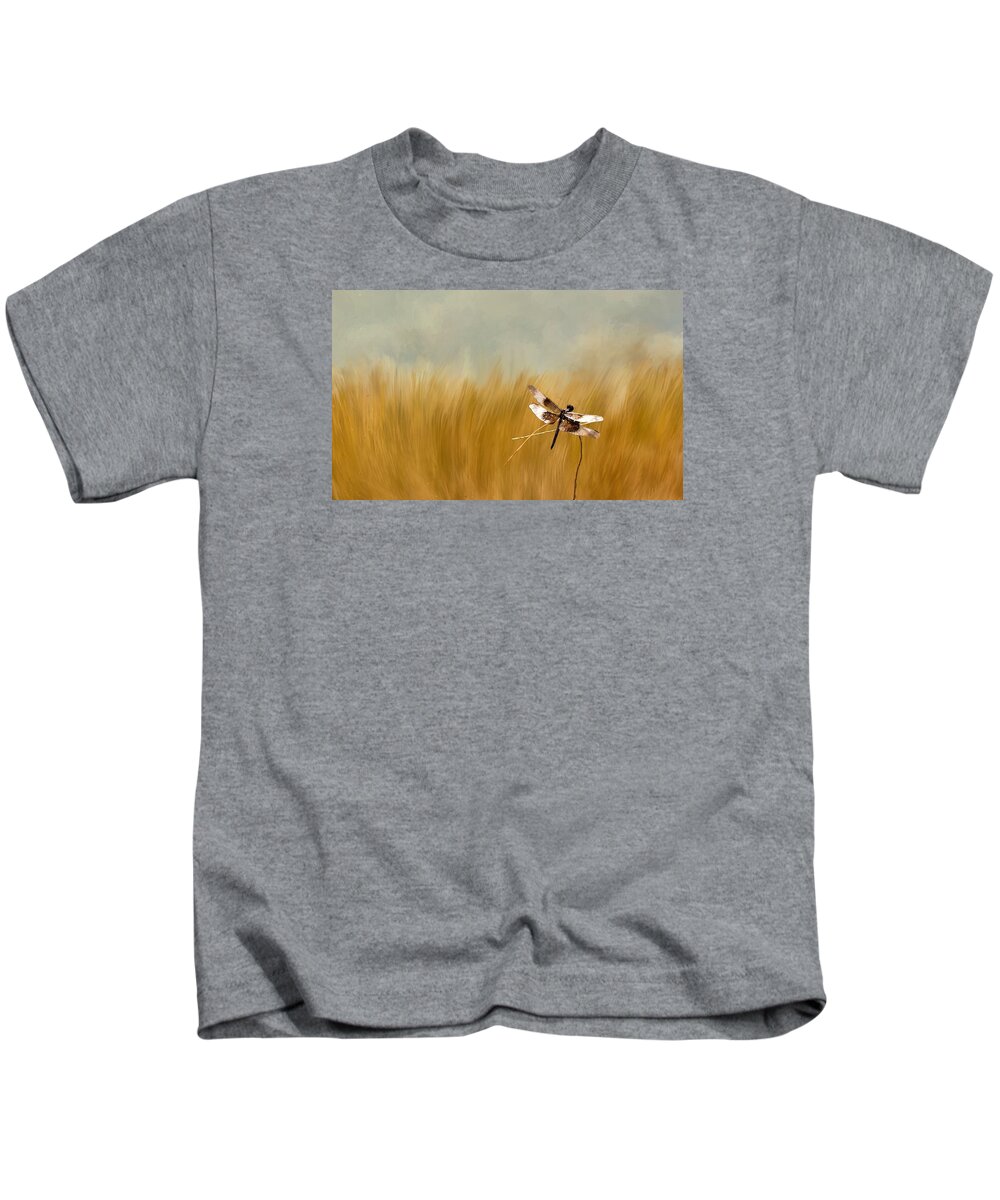 Dragonfly Kids T-Shirt featuring the photograph Widow Skimmer in Grass by Peggy Blackwell