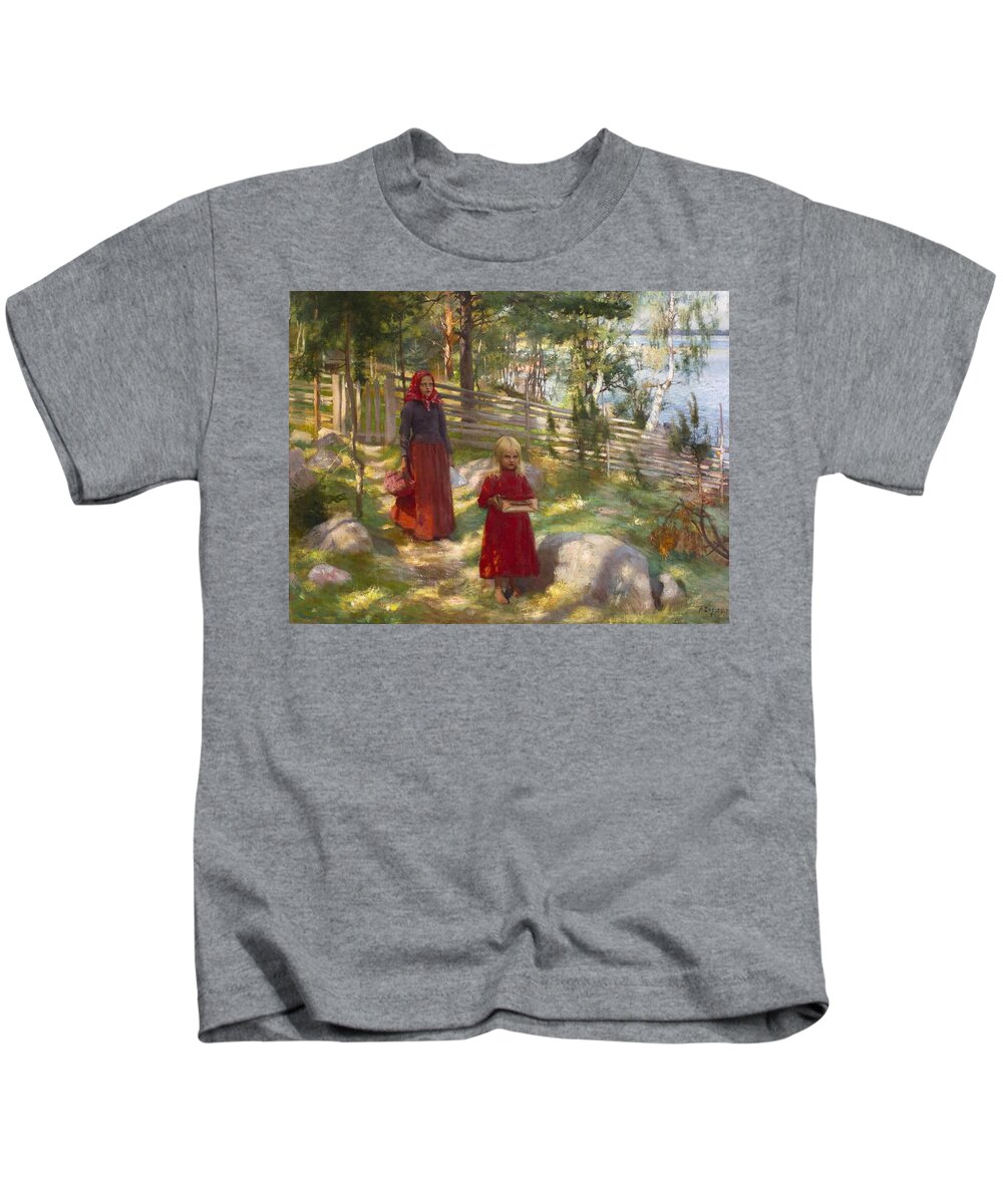 Albert Edelfelt Kids T-Shirt featuring the painting Wild Strawberries #1 by Albert Edelfelt