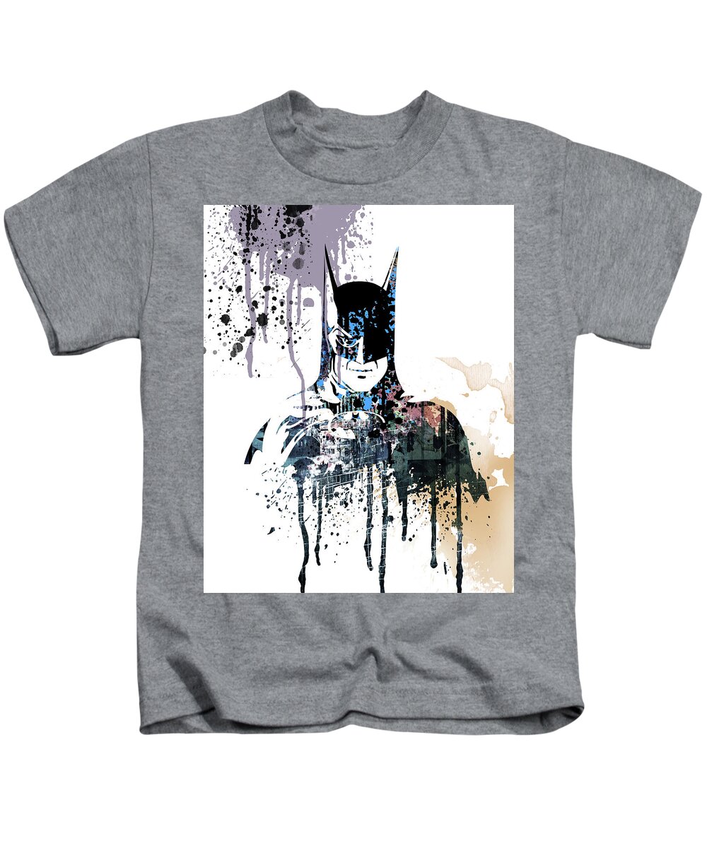 Superheroes Kids T-Shirt featuring the painting Batman #10 by Art Popop