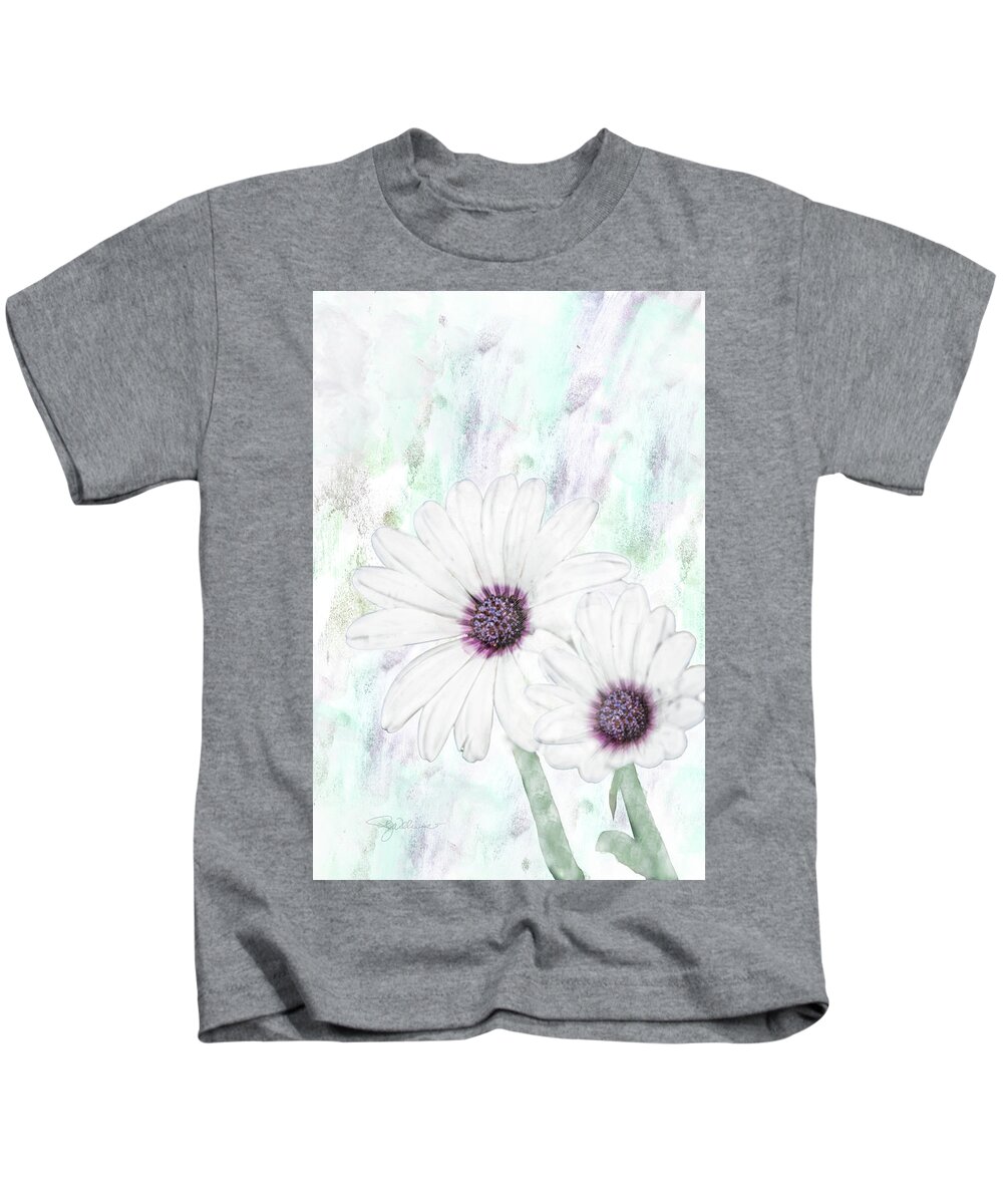 White Cape Daisy Kids T-Shirt featuring the digital art 10856 White Cape by Pamela Williams