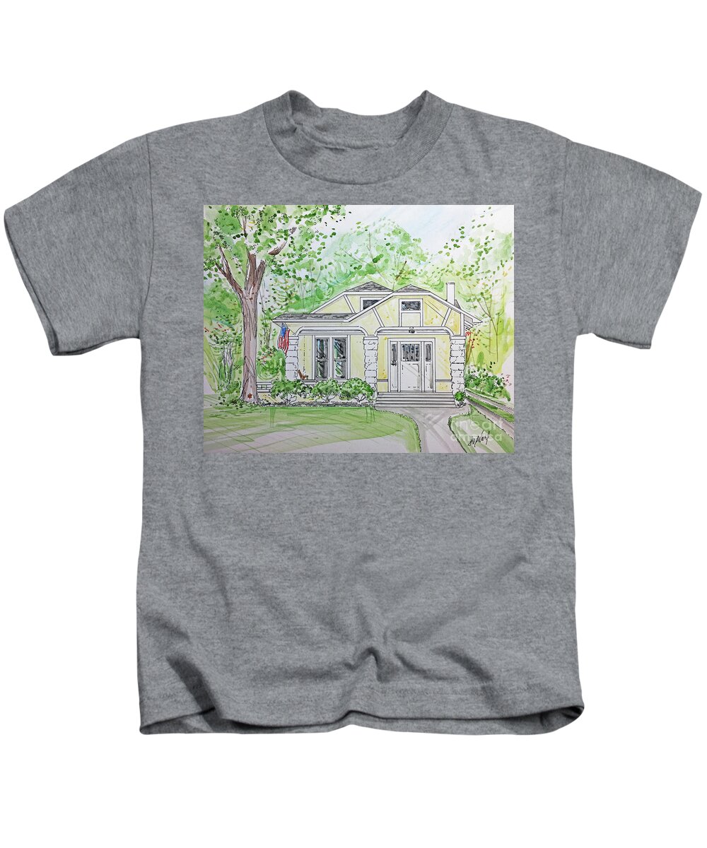 Rendering Kids T-Shirt featuring the painting Custom House Rendering #11 by Lizi Beard-Ward