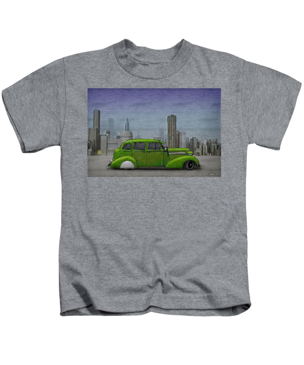 1936 Kids T-Shirt featuring the digital art 1936 Buick by Ken Morris