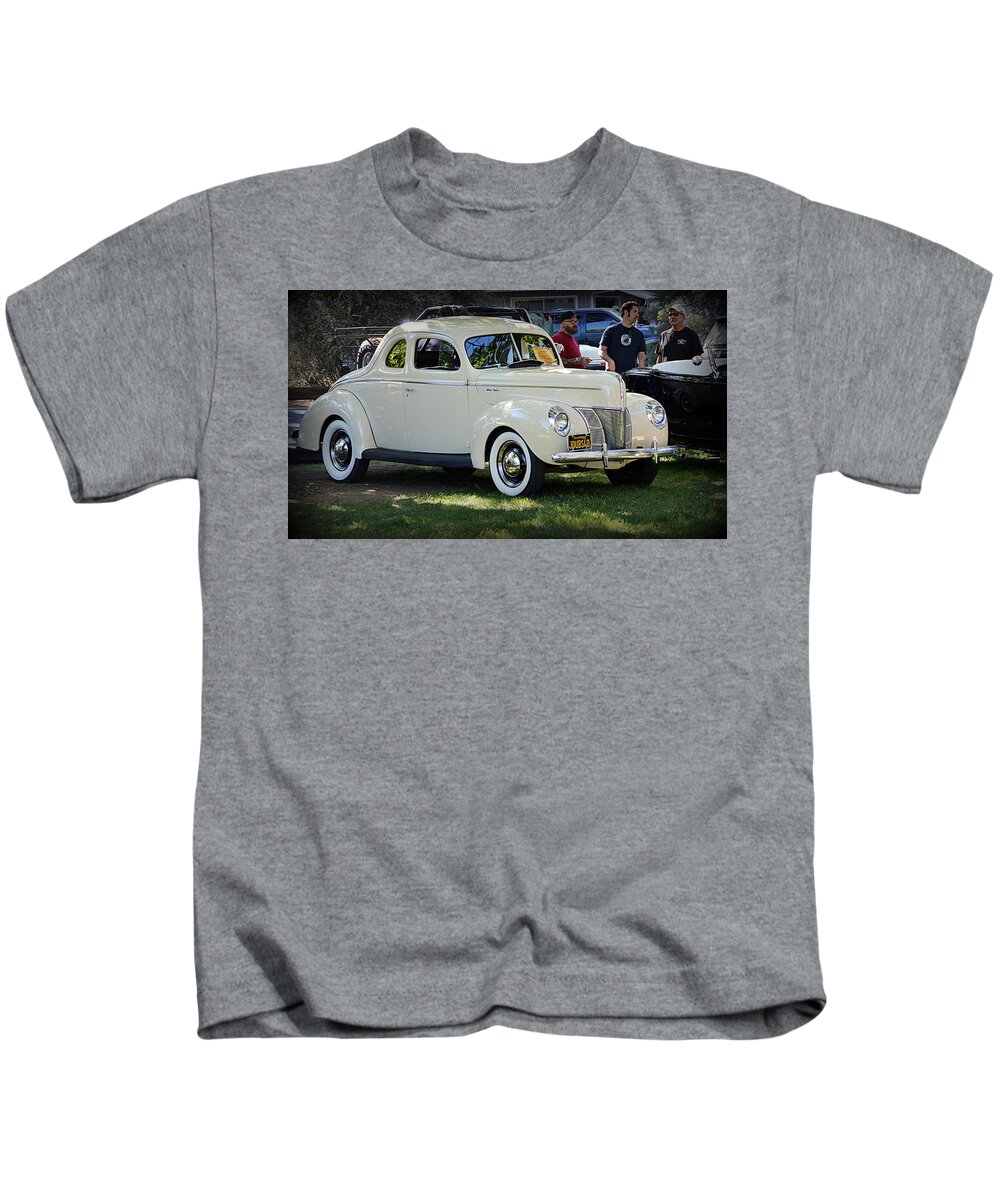 Car Kids T-Shirt featuring the photograph 1940 Ford Coupe Deluxe by AJ Schibig