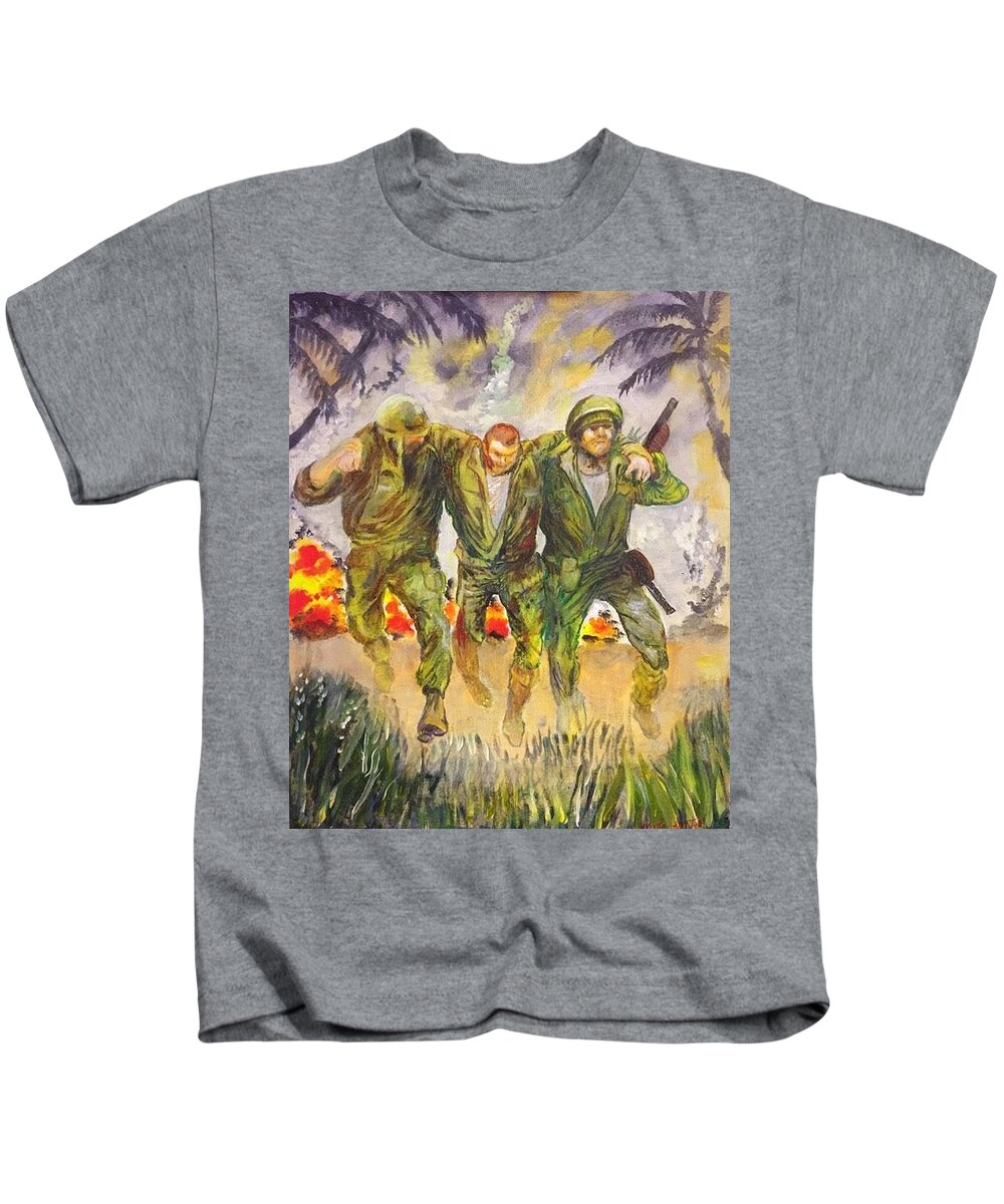 War Kids T-Shirt featuring the painting 1965 Viet Nam by Mike Benton
