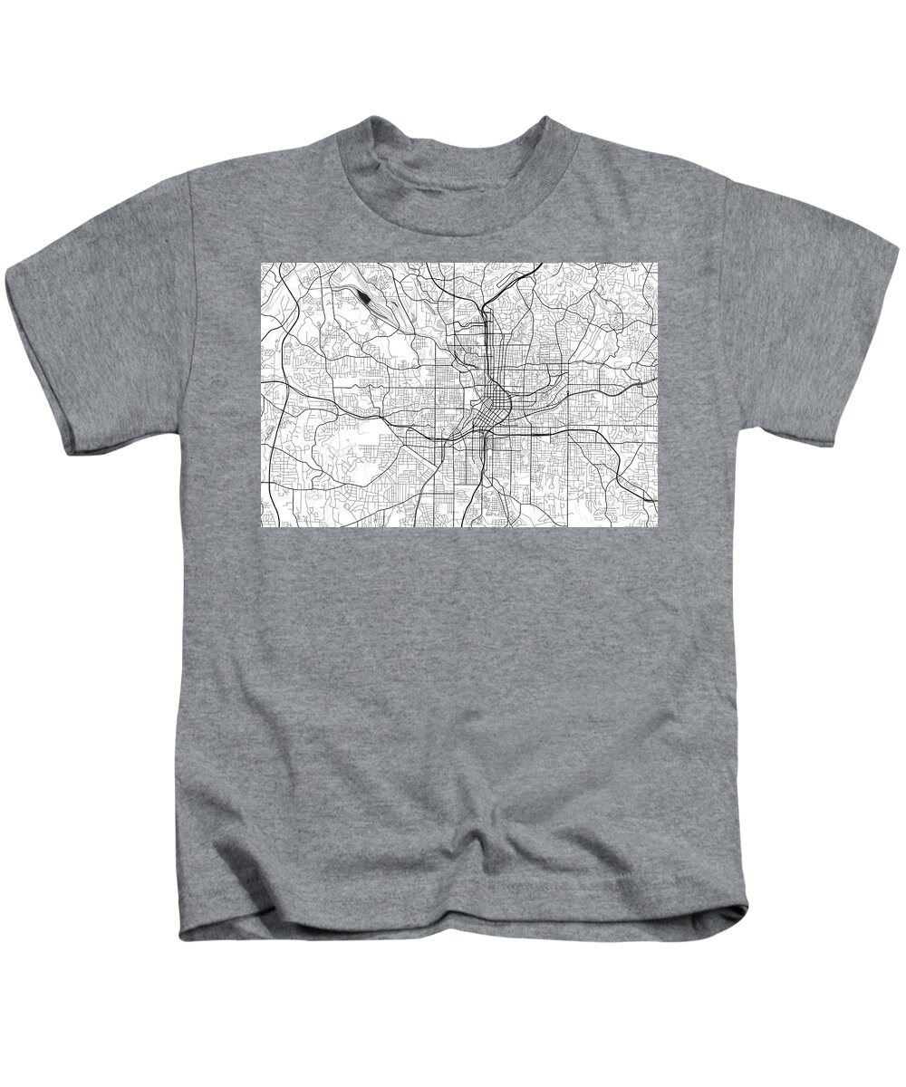 Road Map Kids T-Shirt featuring the digital art Atlanta Georgia USA Light Map by Jurq Studio