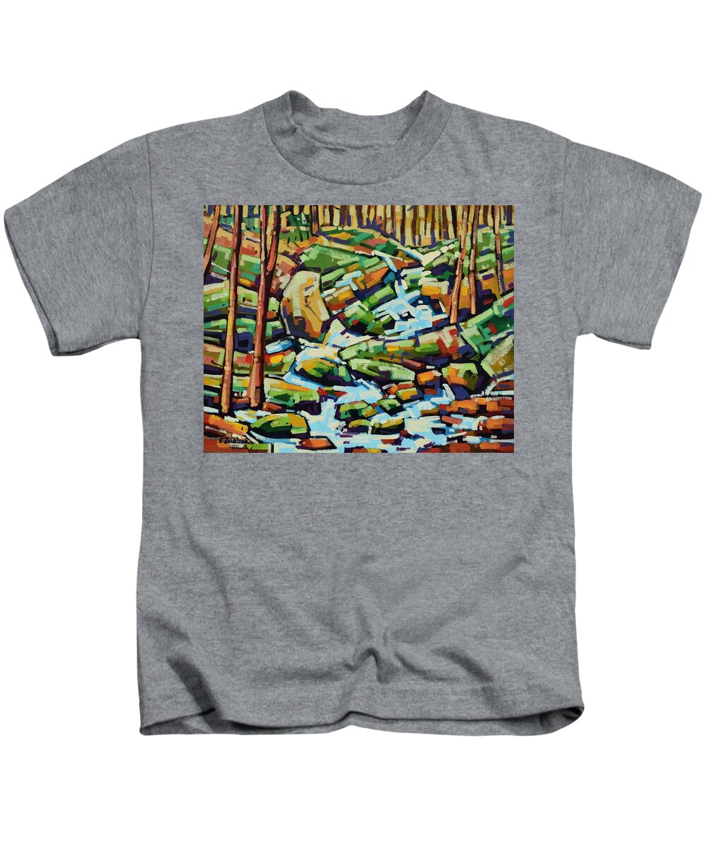 Waterfall Kids T-Shirt featuring the painting Contemplative Series #2 by Enrique Zaldivar