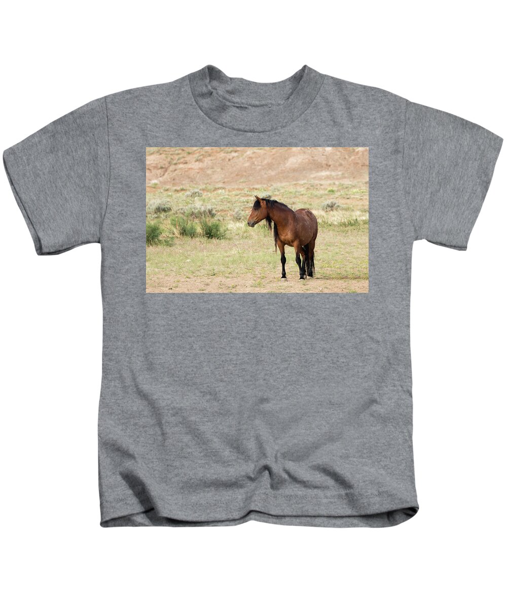 Mustang Kids T-Shirt featuring the photograph Wild Mustang #2 by Ronnie And Frances Howard