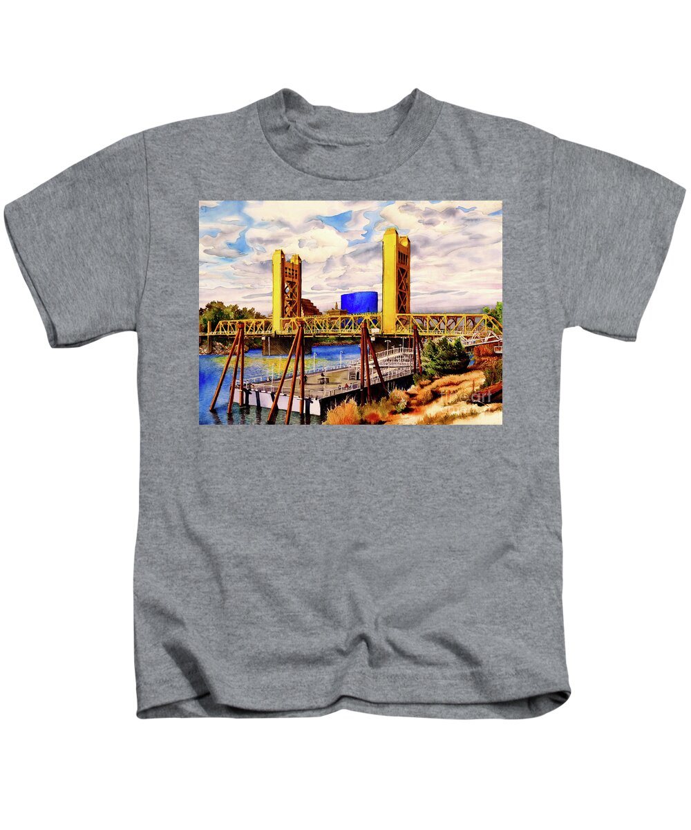 Tower Bridge Kids T-Shirt featuring the painting #220 Tower Bridge #220 by William Lum