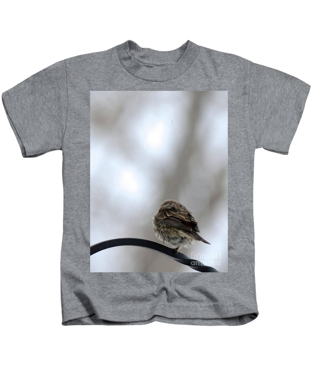 Bird Perched Kids T-Shirt featuring the photograph 25 Degrees by Cindy Schneider