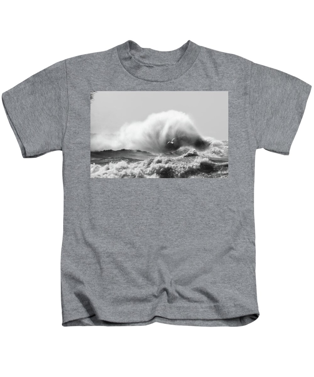 Lake Kids T-Shirt featuring the photograph Lake Erie Waves #38 by Dave Niedbala