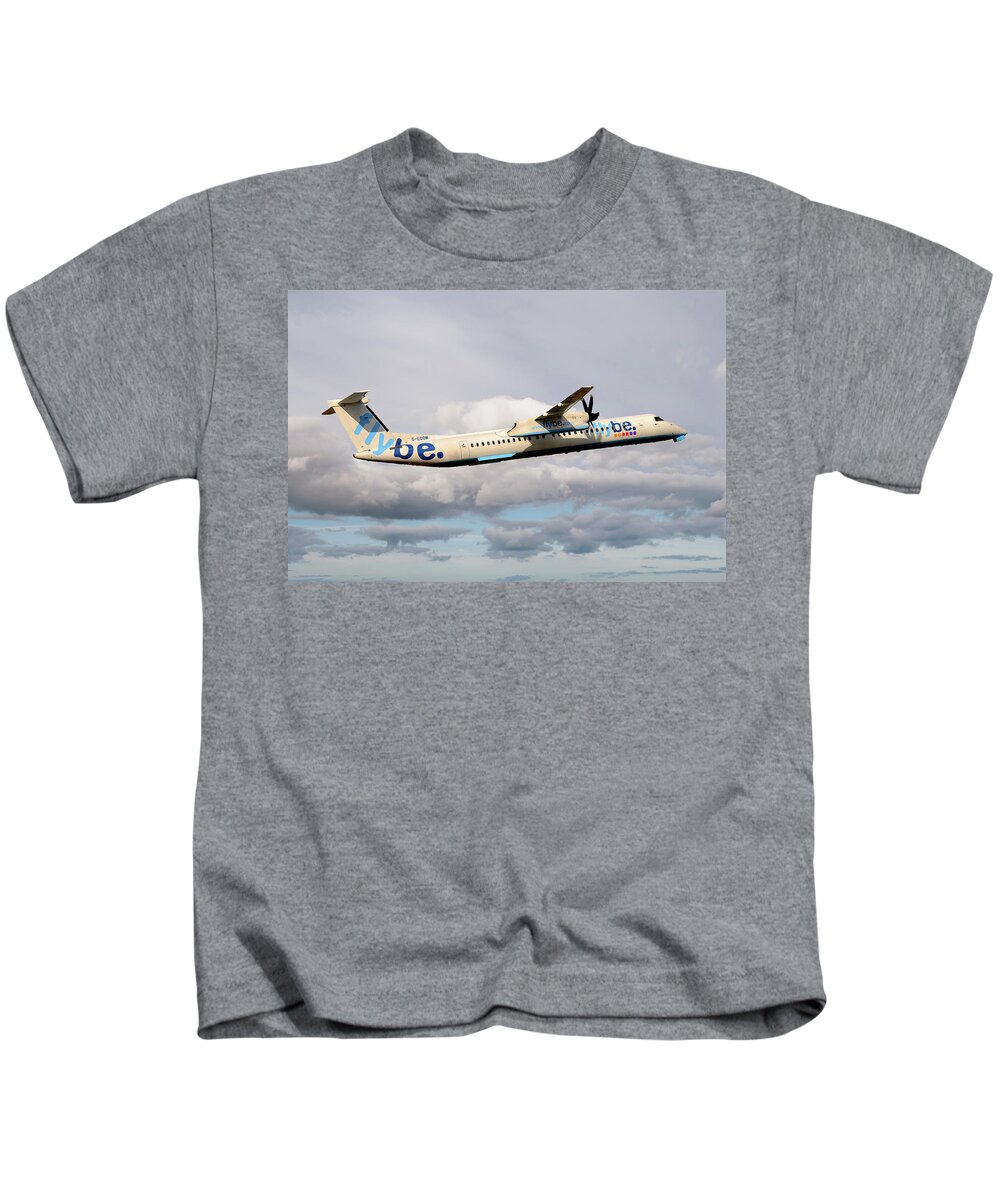 Flybe Kids T-Shirt featuring the photograph Flybe Bombardier Dash 8 Q400 #45 by Smart Aviation