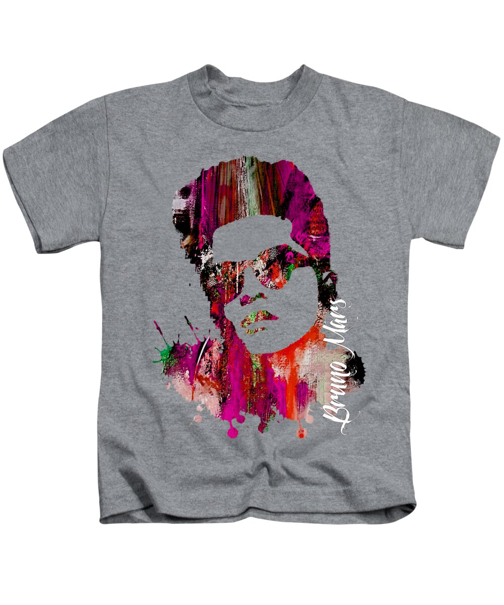 Bruno Mars Kids T-Shirt featuring the mixed media Bruno Mars Collection by Marvin Blaine
