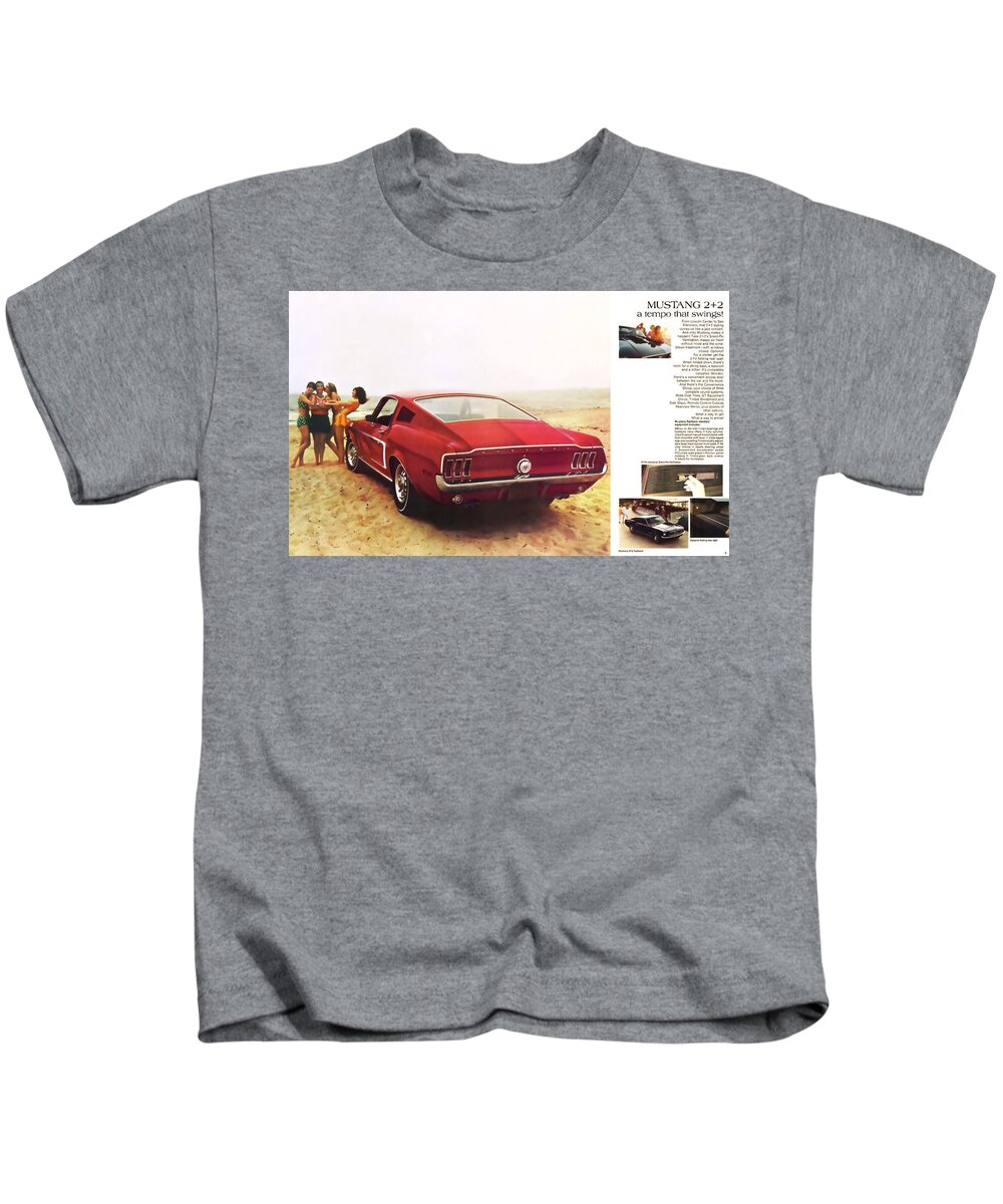 68 Ford Mustang Gt 2 Plus 2 Kids T-Shirt featuring the photograph 68 Ford Mustang Gt 2 plus 2 by Vintage Collectables