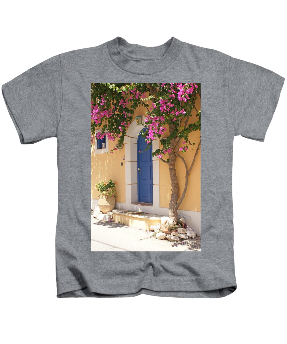 Color Kids T-Shirt featuring the photograph A Colorful Welcome in Kefalonia. by David Birchall