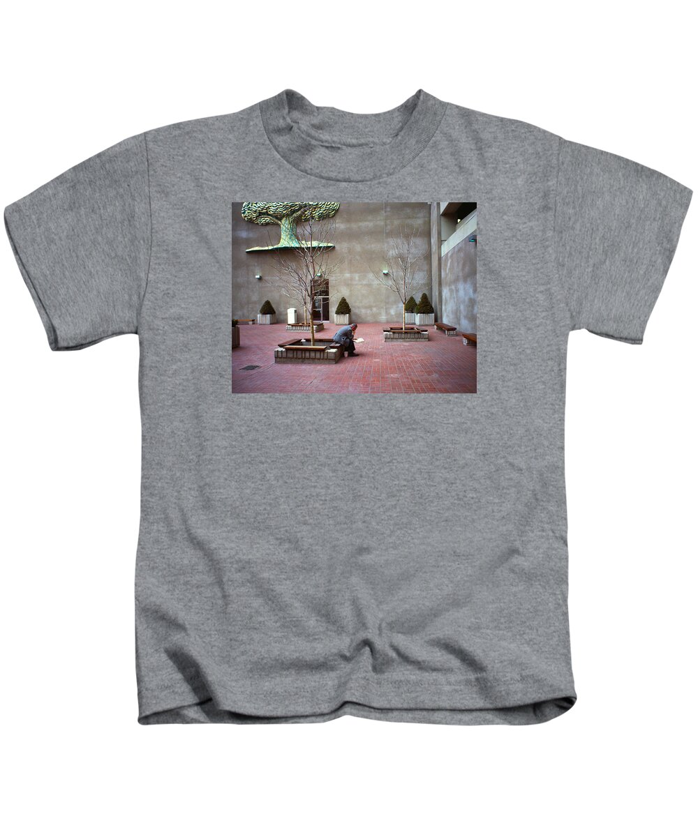 Actions Kids T-Shirt featuring the photograph A good tree to come to...to read by Mike Evangelist