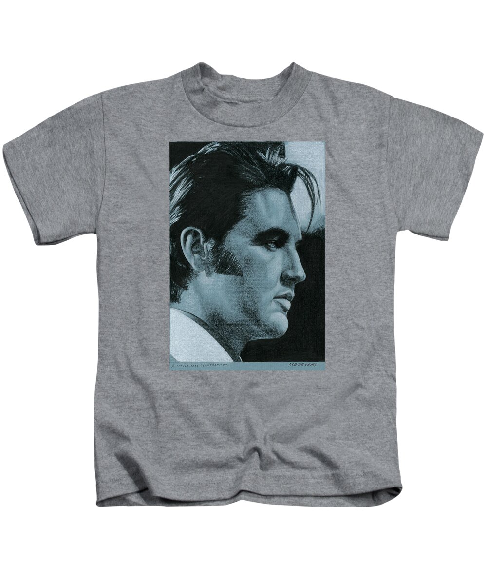 Elvis Kids T-Shirt featuring the drawing A little less conversation by Rob De Vries