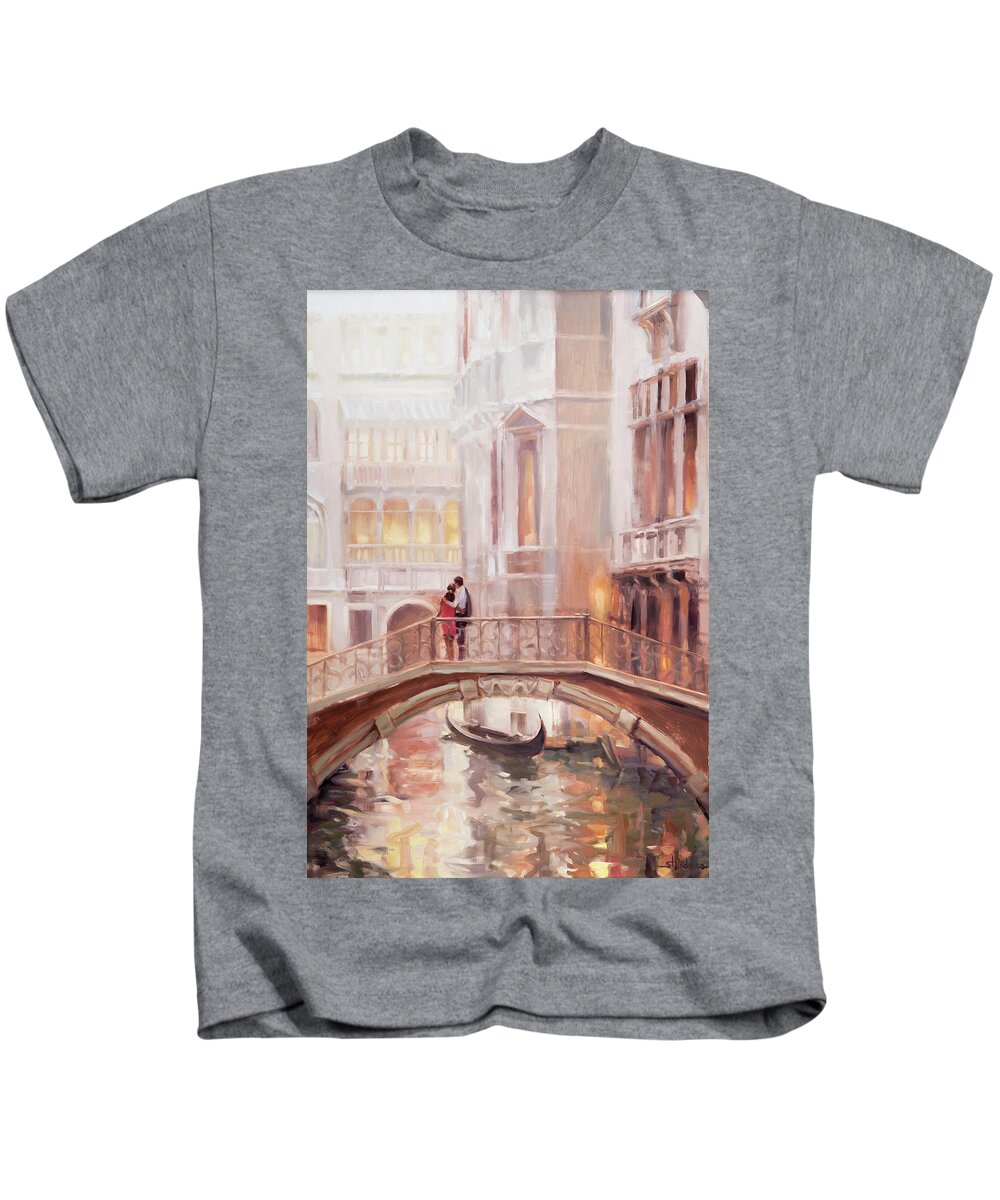 Romantic Kids T-Shirt featuring the painting A Perfect Afternoon in Venice by Steve Henderson