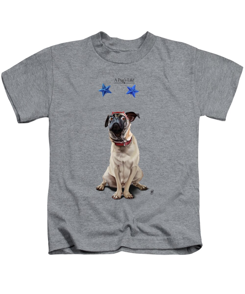 Illustration Kids T-Shirt featuring the digital art A Pug's Life by Rob Snow