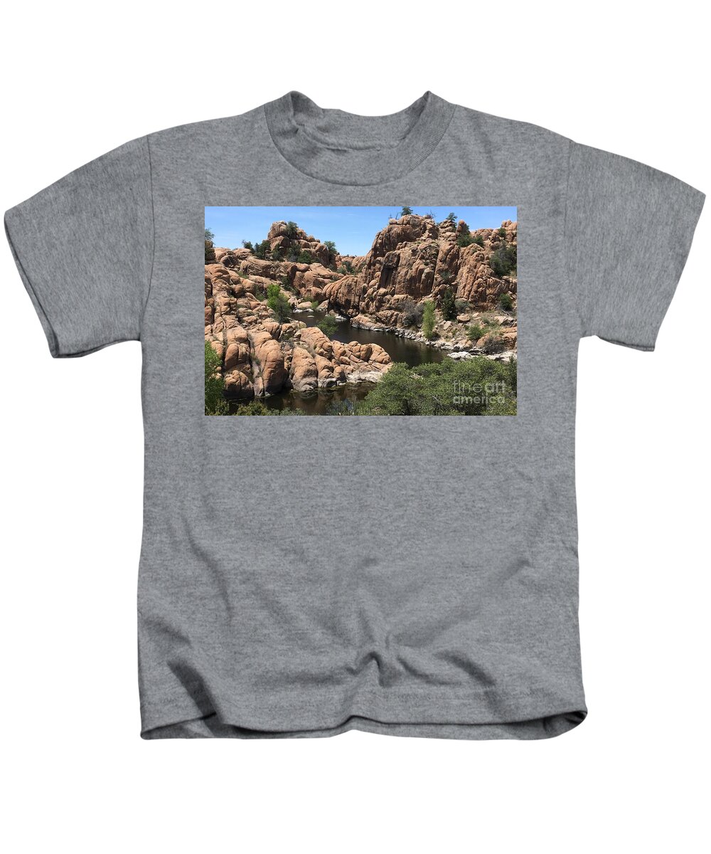 Rocks Kids T-Shirt featuring the photograph A River Runs Through It by Pamela Henry