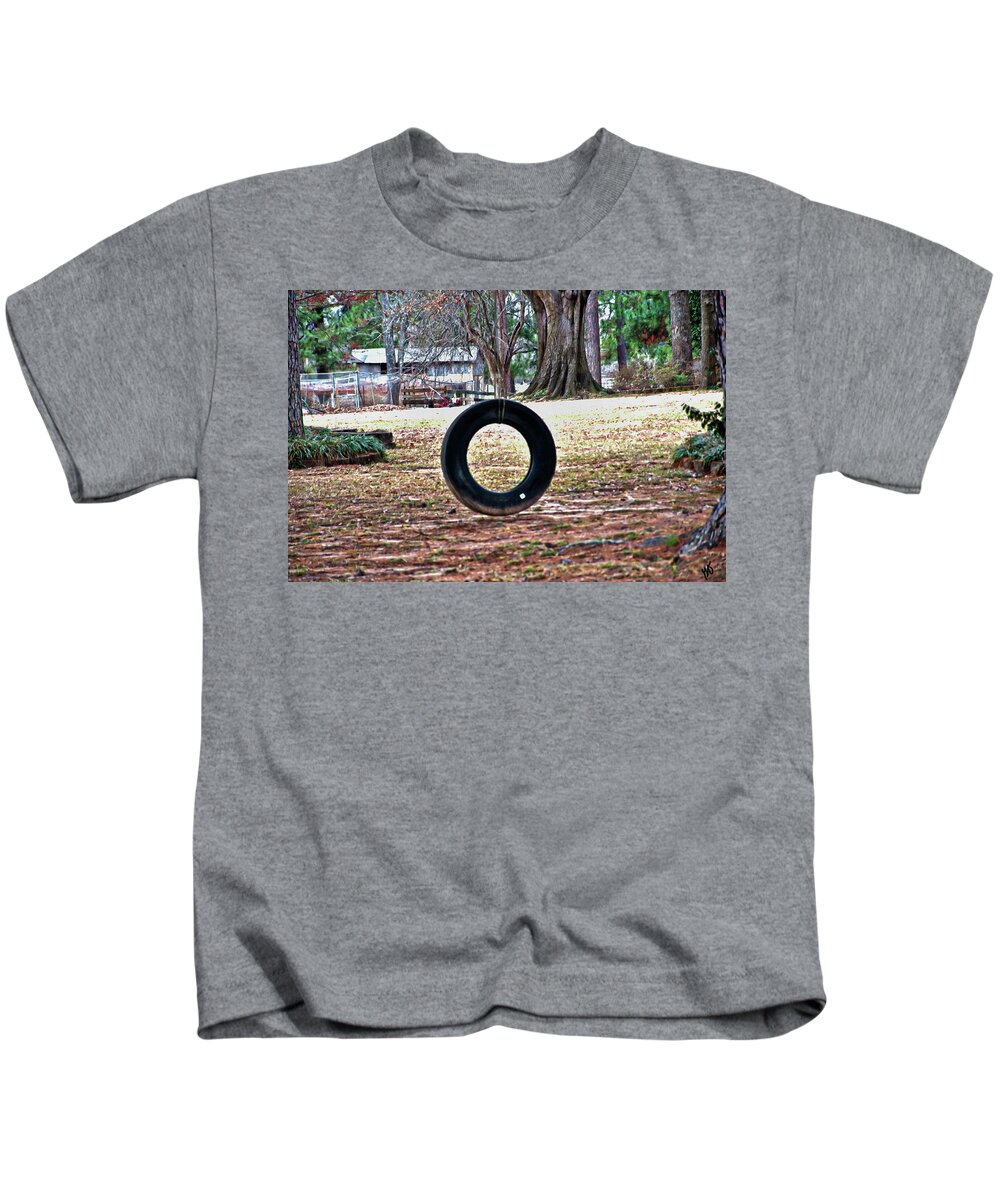 Tire Swing Kids T-Shirt featuring the photograph A Tire Swing by Gina O'Brien