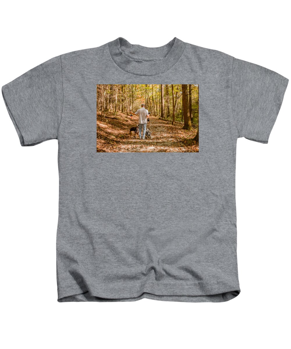 Hiking Kids T-Shirt featuring the photograph A Walk in the Woods by Cathy Donohoue