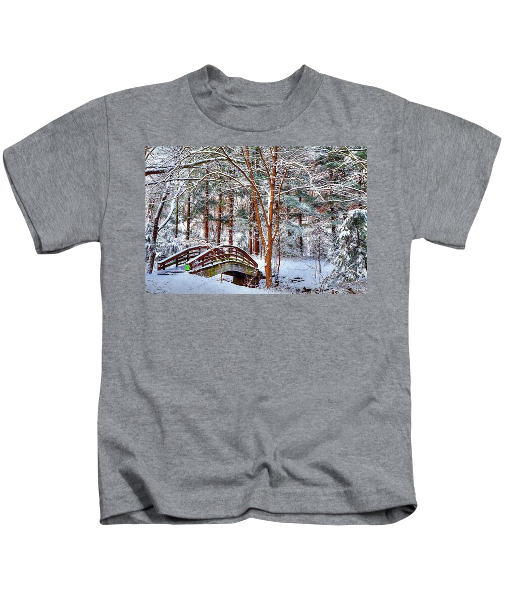 Botanical Gardens Asheville North Carolina Kids T-Shirt featuring the photograph A Winters Painting by Carol Montoya