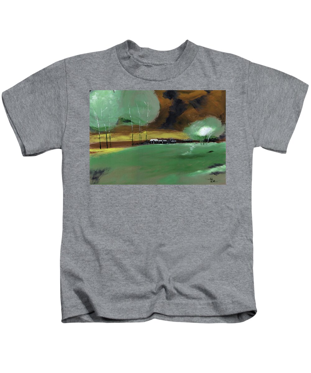 Nature Kids T-Shirt featuring the painting Abstract Landscape by Anil Nene