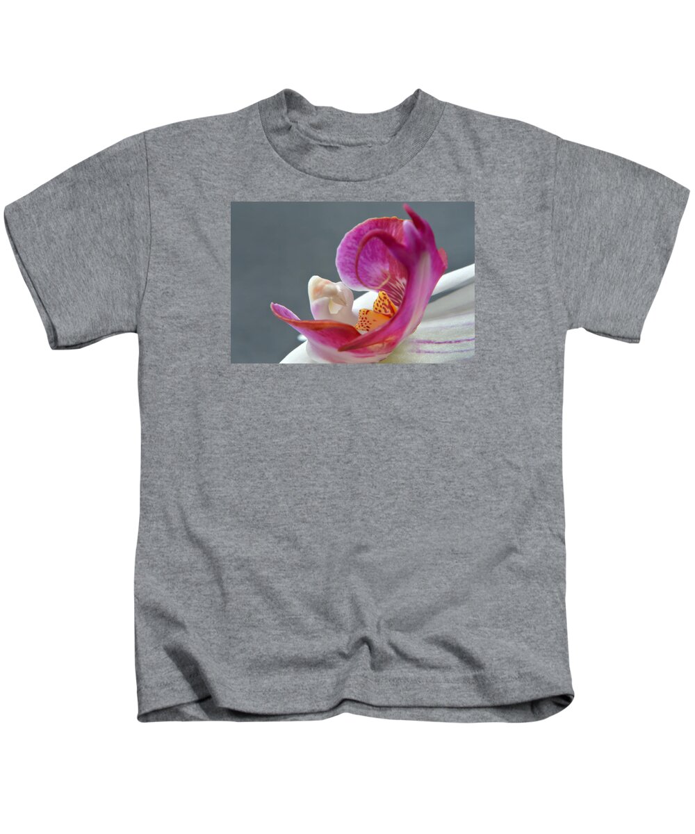 Orchid Kids T-Shirt featuring the photograph Abstract Orchid Heart. by Terence Davis