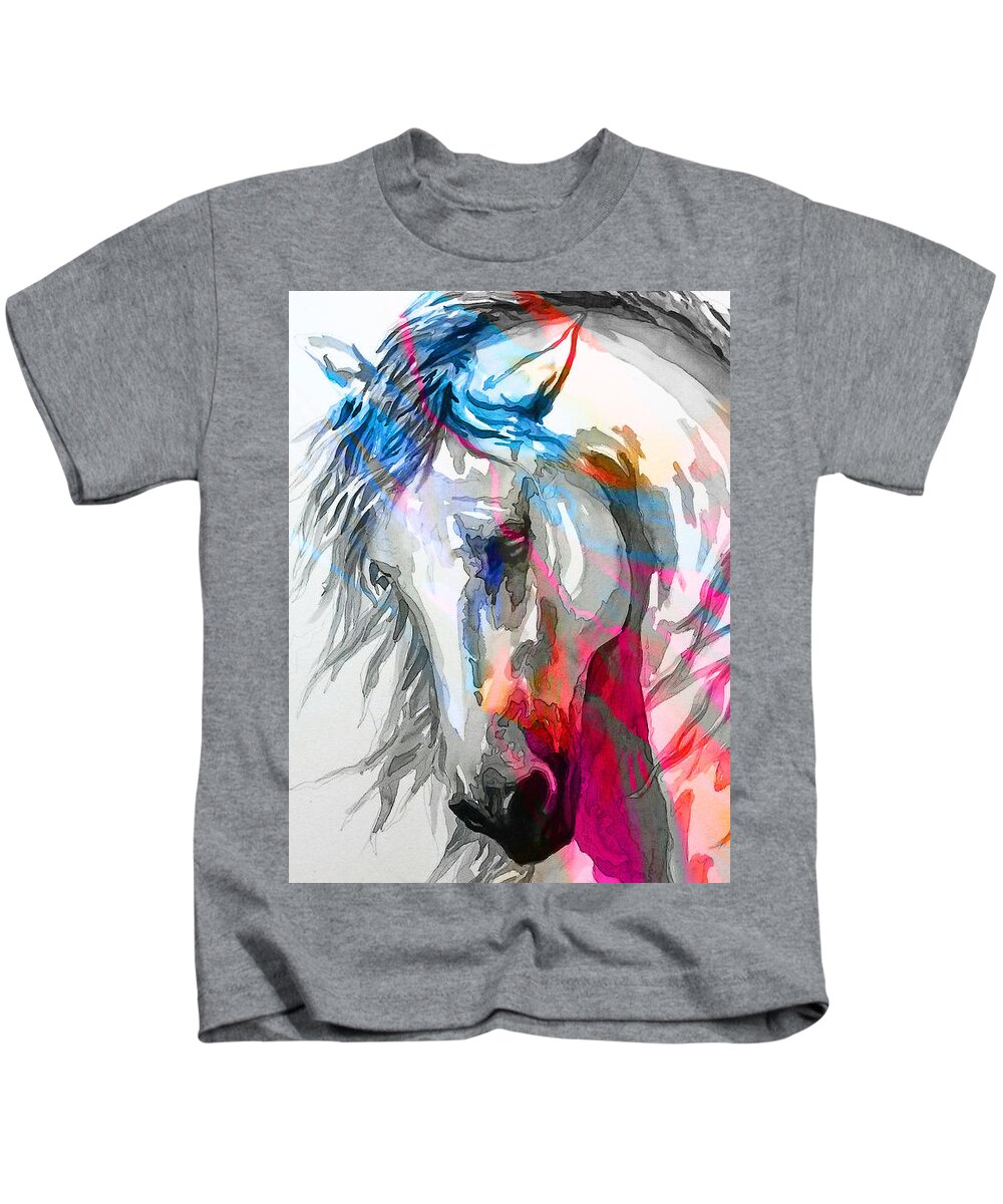 Cavallo Kids T-Shirt featuring the digital art A R G E N T O by J U A N - O A X A C A