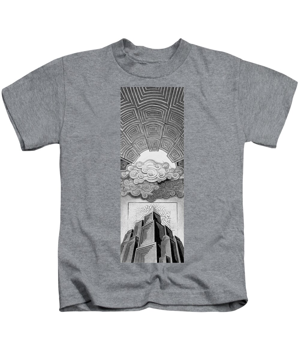 Art Kids T-Shirt featuring the drawing Active Sky by Myron Belfast