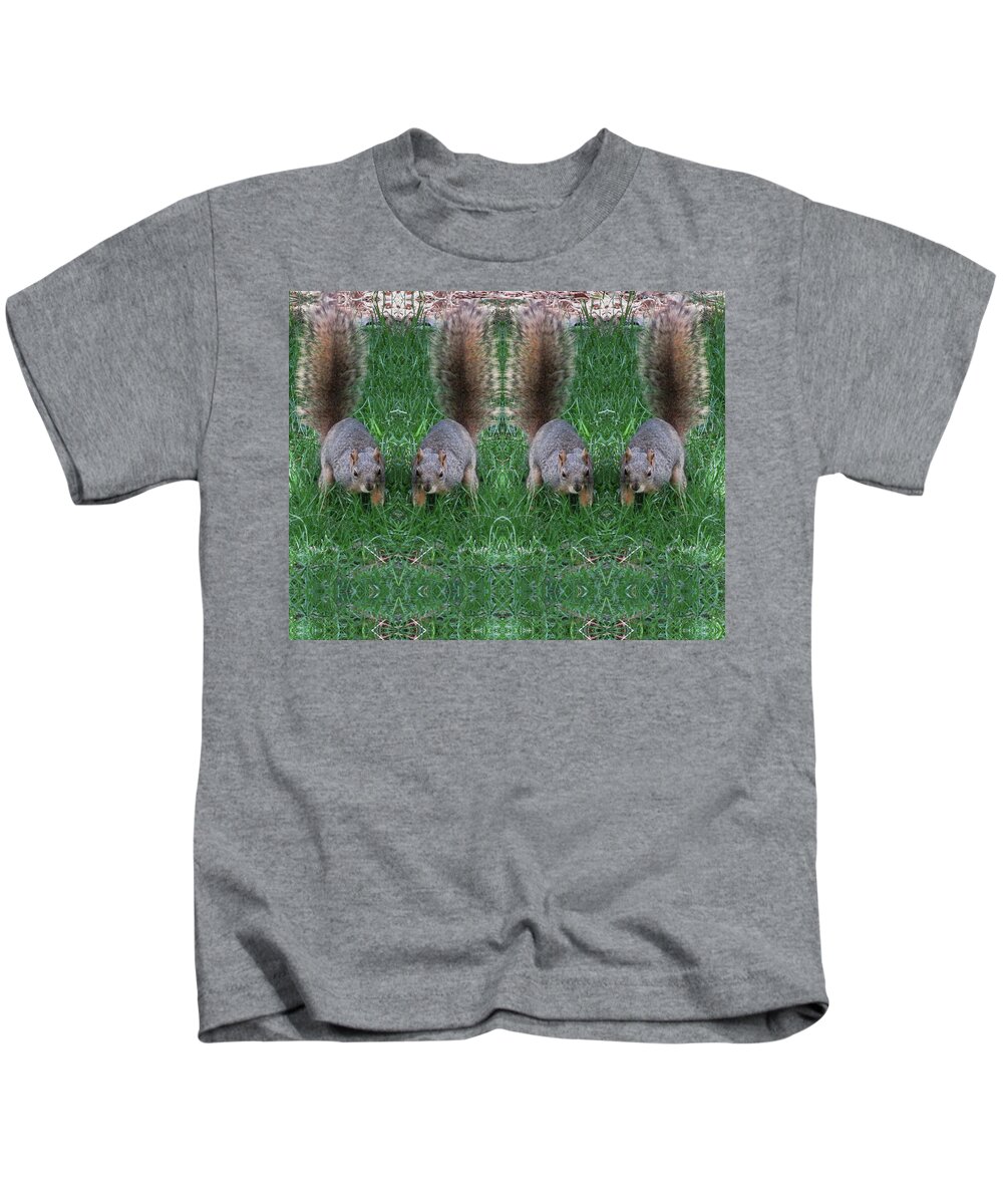 Squirrels Kids T-Shirt featuring the digital art Advancing Army of Squirrels by Julia L Wright