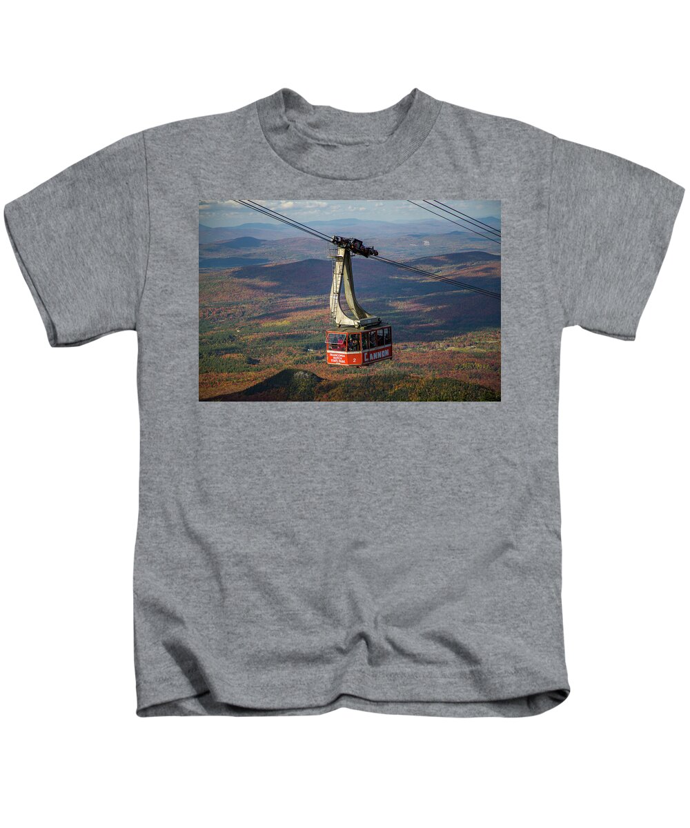 Cannon Mountain Kids T-Shirt featuring the photograph Aerial Tram in Autumn by Kevin Craft