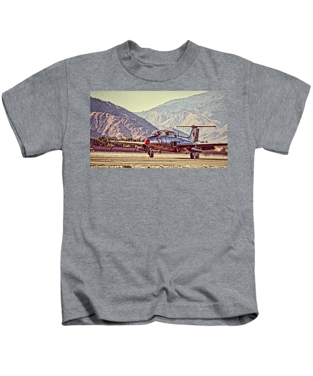 Palm Springs Air Museum Kids T-Shirt featuring the digital art Aero L-29 Delfin by Sandra Selle Rodriguez