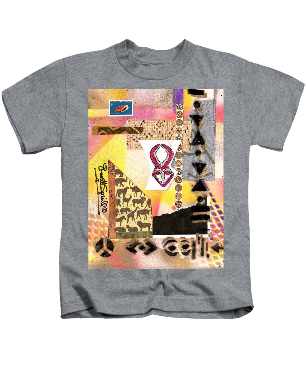 Everett Spruill Kids T-Shirt featuring the painting Afro Collage - f by Everett Spruill