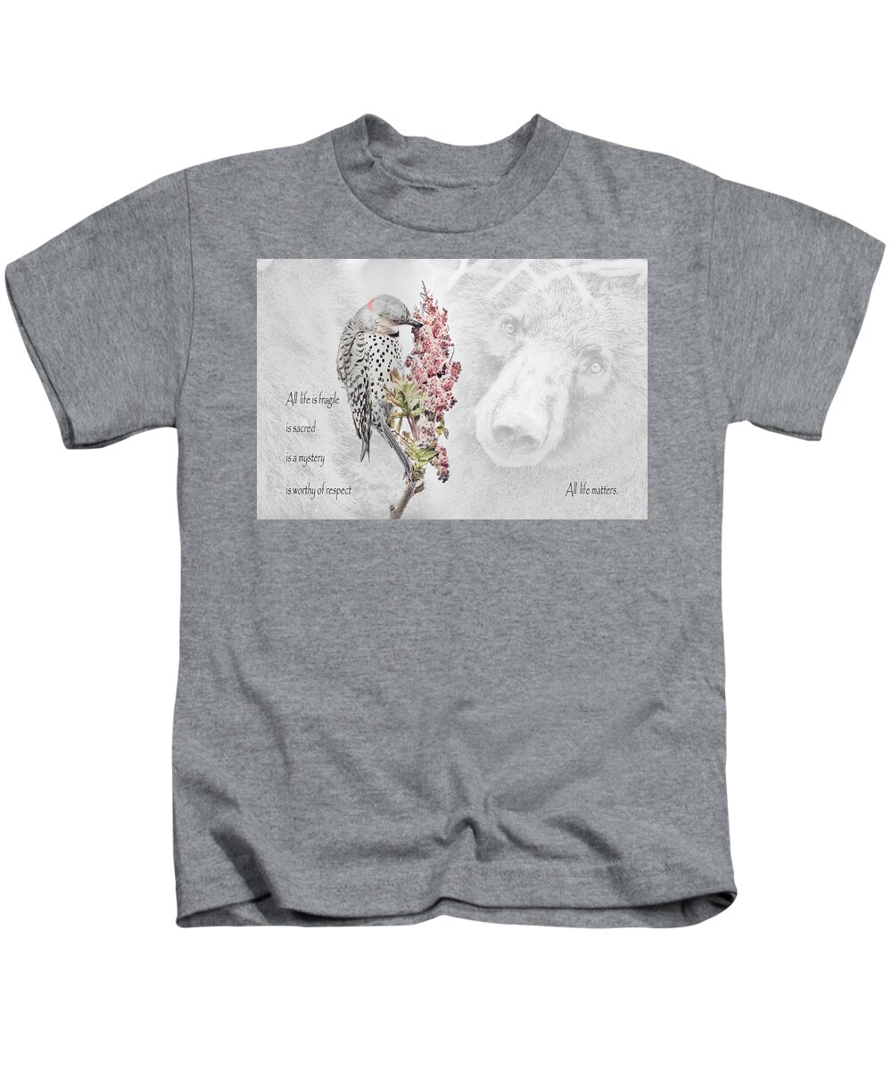 Wildlife Kids T-Shirt featuring the photograph All Life Matters by Everet Regal