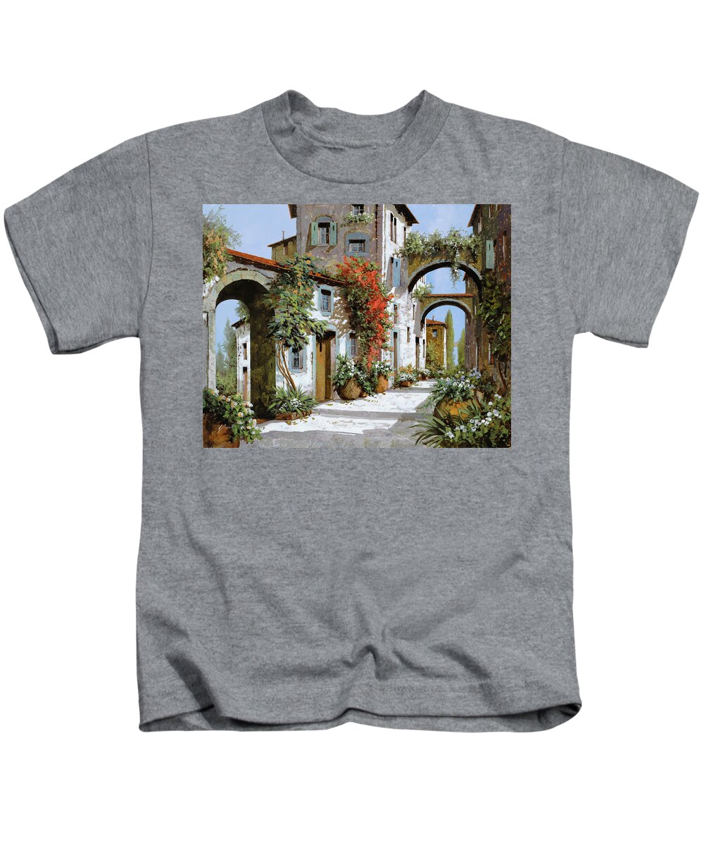 Arches Kids T-Shirt featuring the painting Altri Archi by Guido Borelli