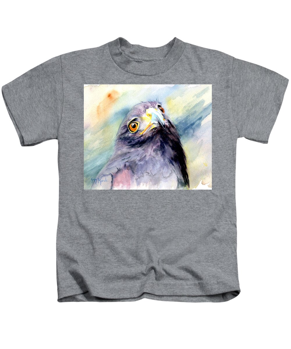 Bird Kids T-Shirt featuring the painting Amber Eyes by Marsha Karle