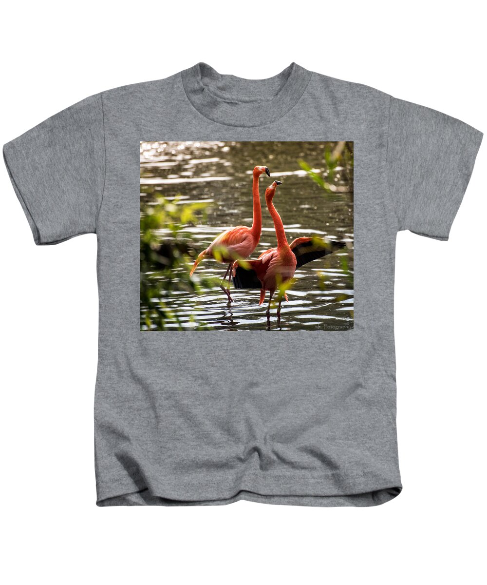Birds Kids T-Shirt featuring the photograph American Flamingo by Wendy Carrington