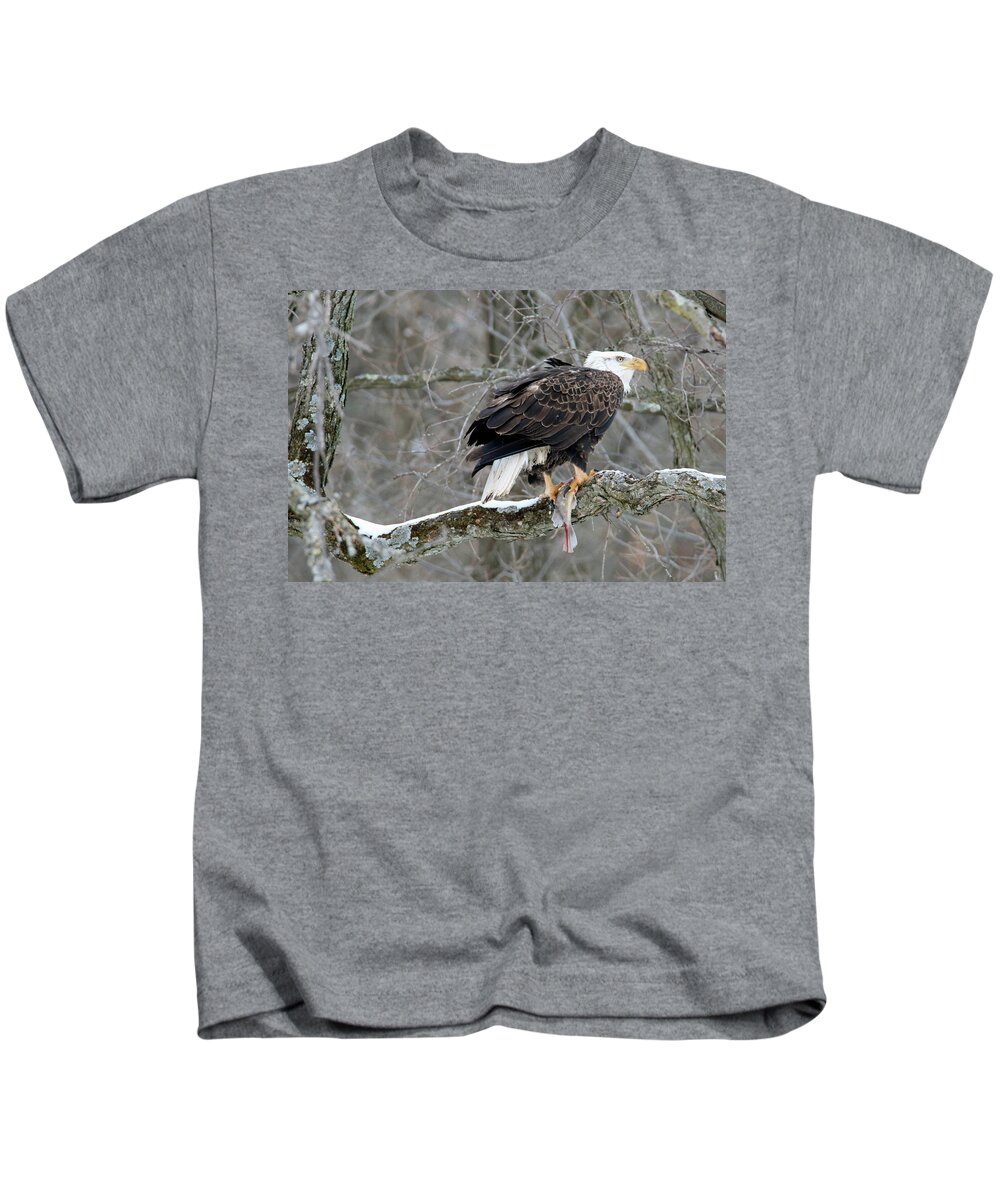 Bald Eagle Kids T-Shirt featuring the photograph An Eagles Catch by Brook Burling