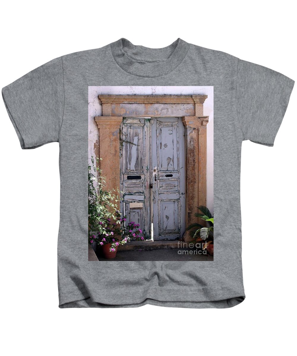 Door Kids T-Shirt featuring the photograph Ancient Garden Doors in Greece by Sabrina L Ryan
