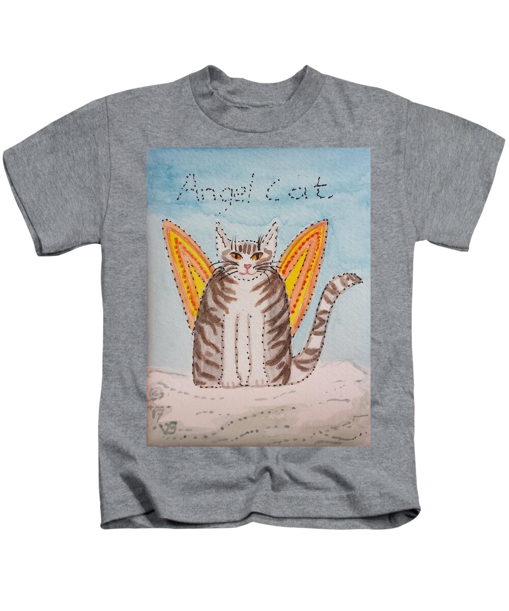 Angel Kids T-Shirt featuring the painting Angel Cat by Vera Smith