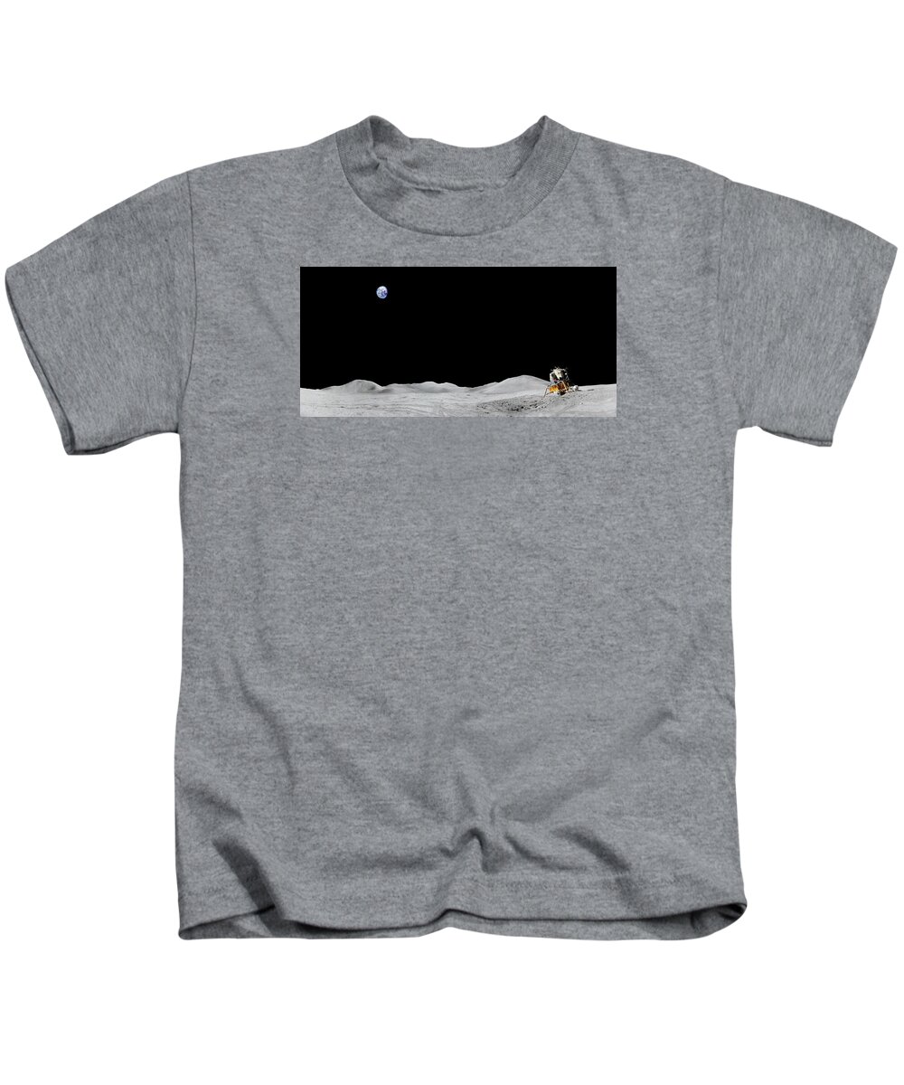 Apollo 15 Kids T-Shirt featuring the photograph Apollo 15 Landing site Panorama by Andy Myatt